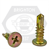 Brighton Best - 1000  10G x 16 MM - FLAT HEAD SELF DRILLING SCREWS ZNC YEL - LFDZ1016001 | D37030
