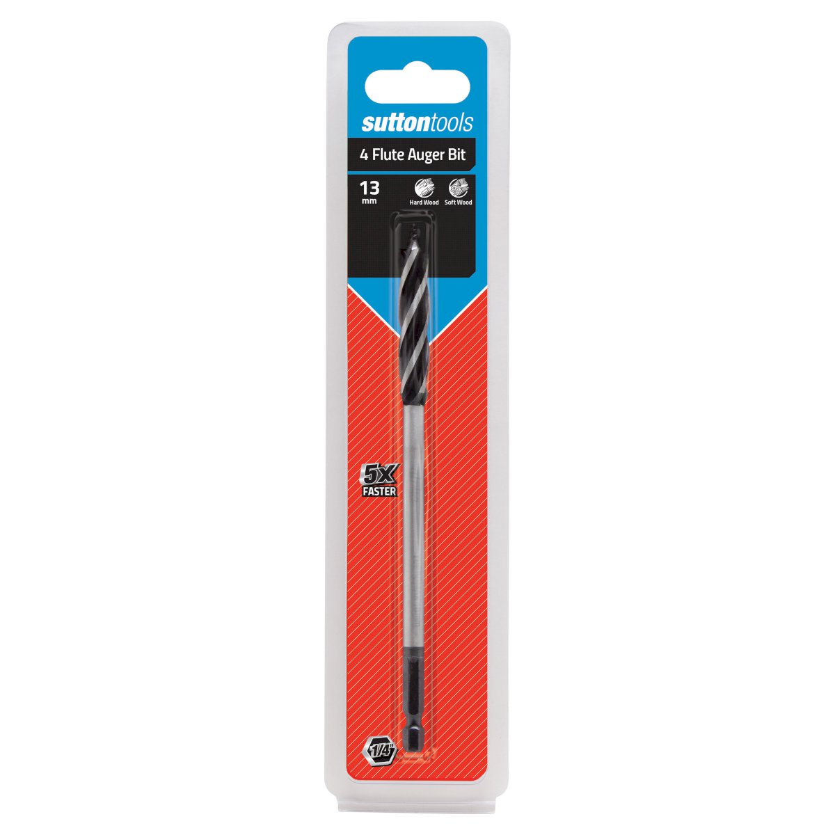 Sutton - Drill D514 Auger Bit 4-Flute 1/4-Hex 13mm X 165mm | D5141300