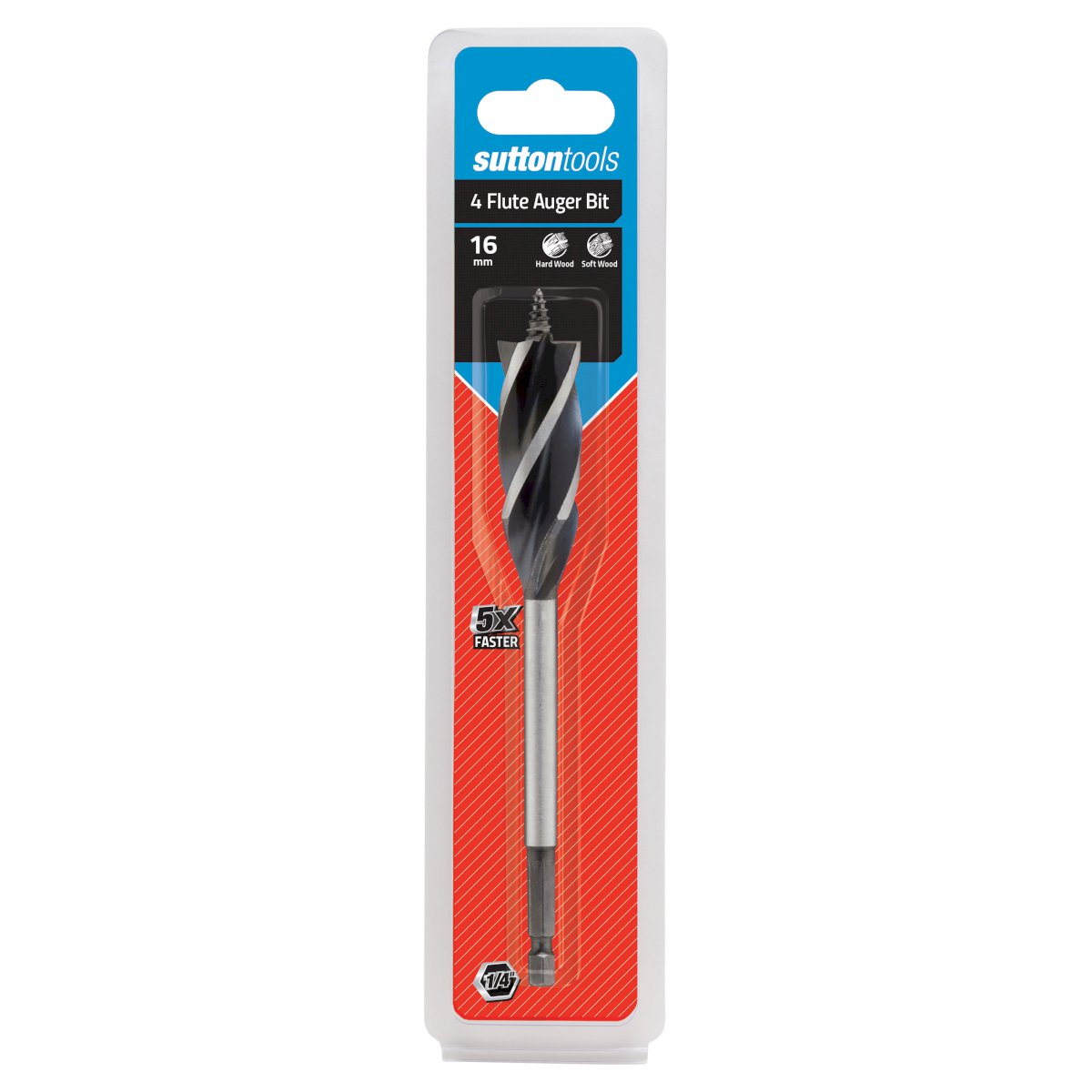 Sutton - Drill D514 Auger Bit 4-Flute 1/4-Hex 16mm X 165mm | D5141600