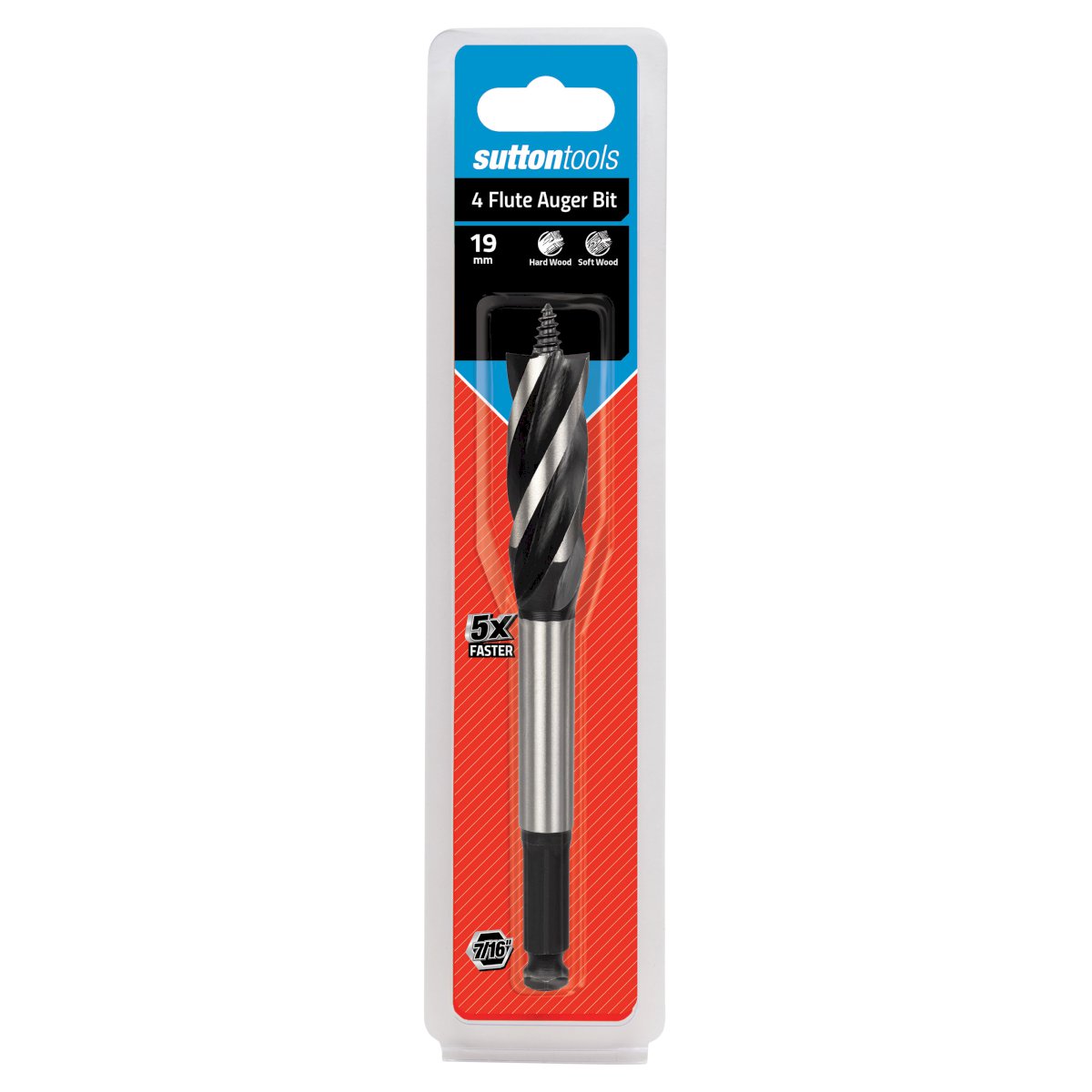 Sutton - Drill D514 Auger Bit 4-Flute 7/16-Hex 19mm X 165mm | D5141900