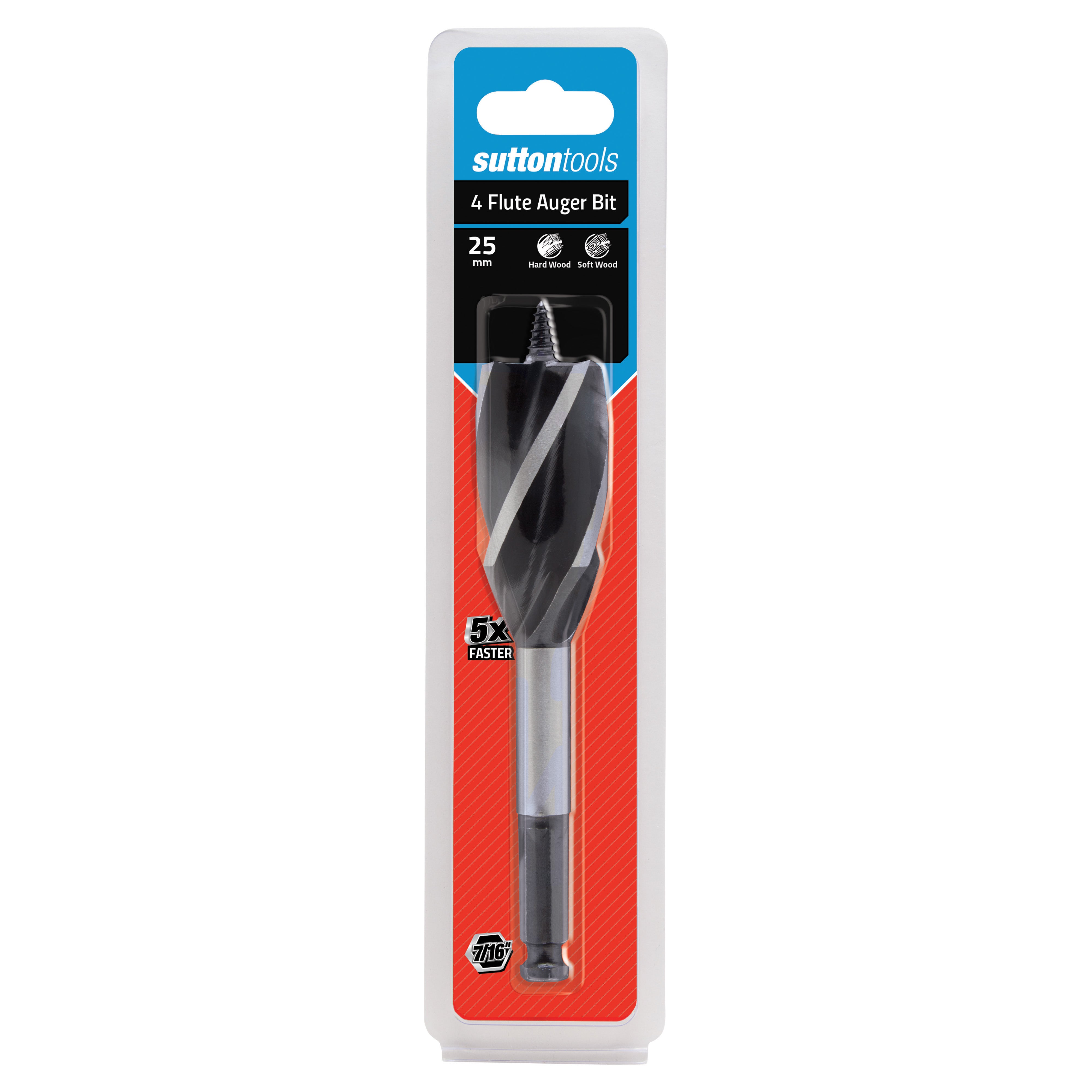 Sutton - Drill D514 Auger Bit 4-Flute 7/16-Hex 25mm X 165mm | D5142500