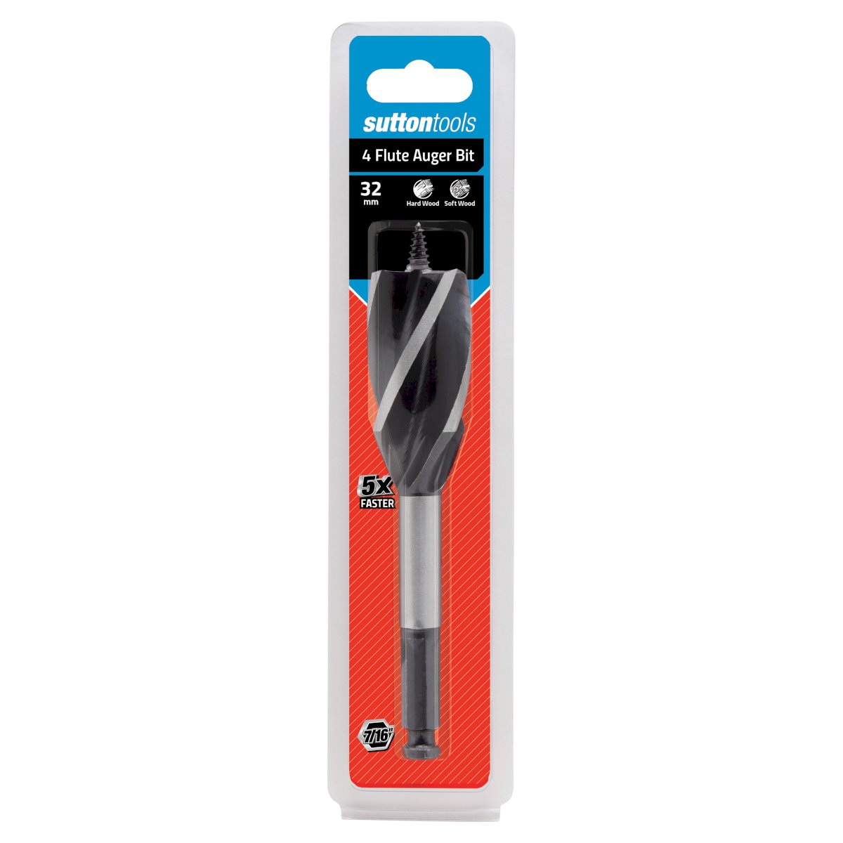 Sutton - Drill D514 Auger Bit 4-Flute 7/16-Hex 32mm X 165mm | D5143200