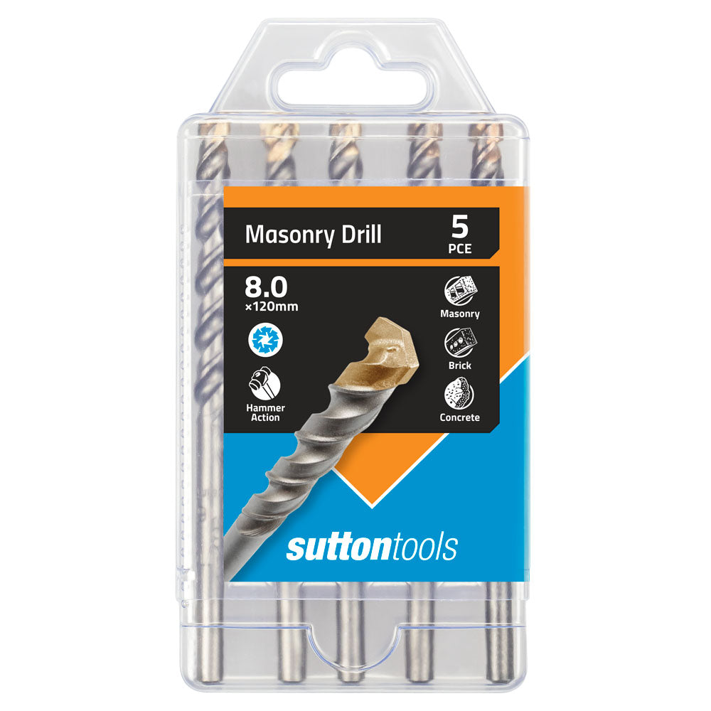Sutton - Drill D650 Masonry Tct Std Fixing Tradepk 8.0mm X 120mm 5Pk | D6500800