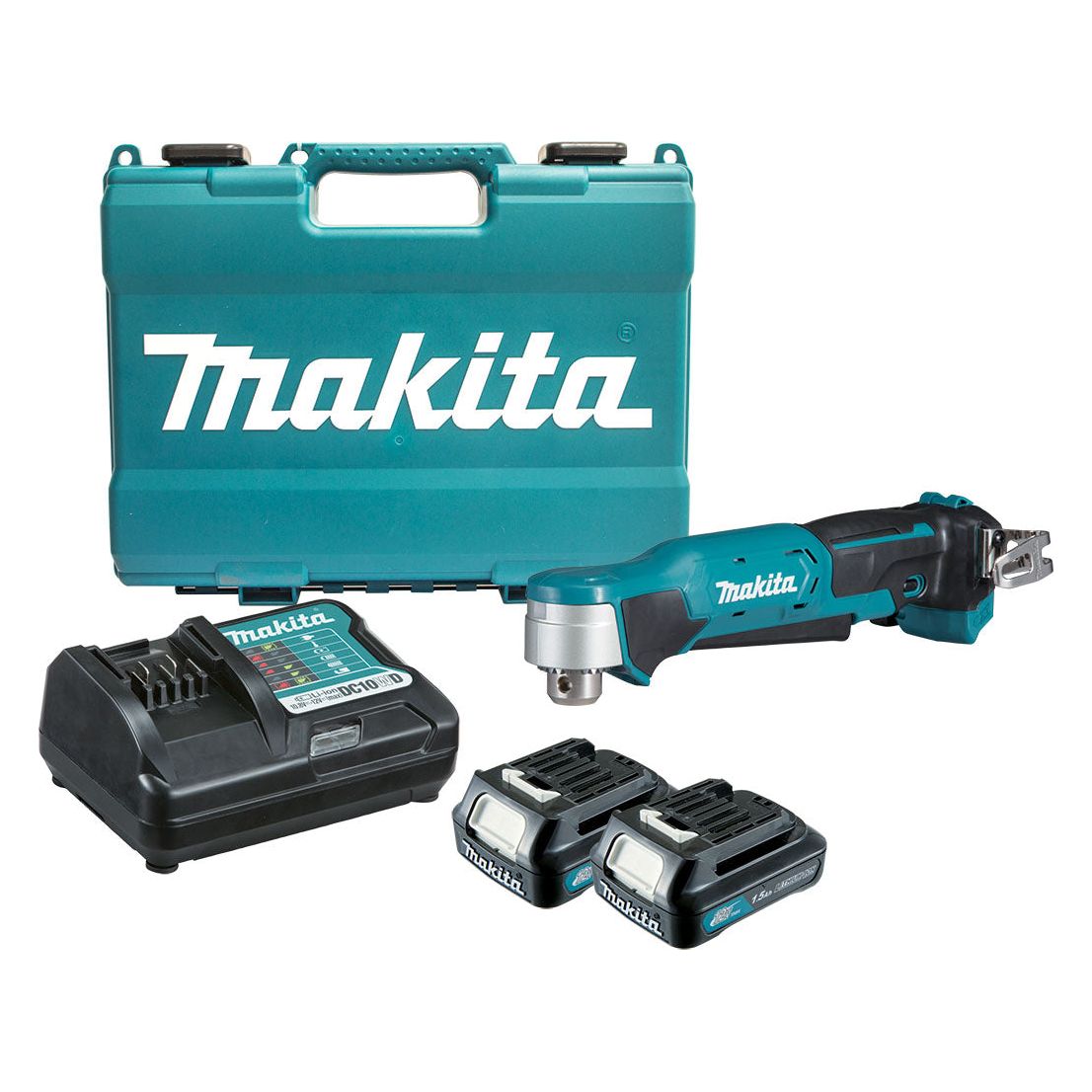 Makita Tools - 12V Max Keyed Chuck Angle Drill Kit - Includes 2 x 1.5Ah Batteries Charger & Case | DA332DWYE