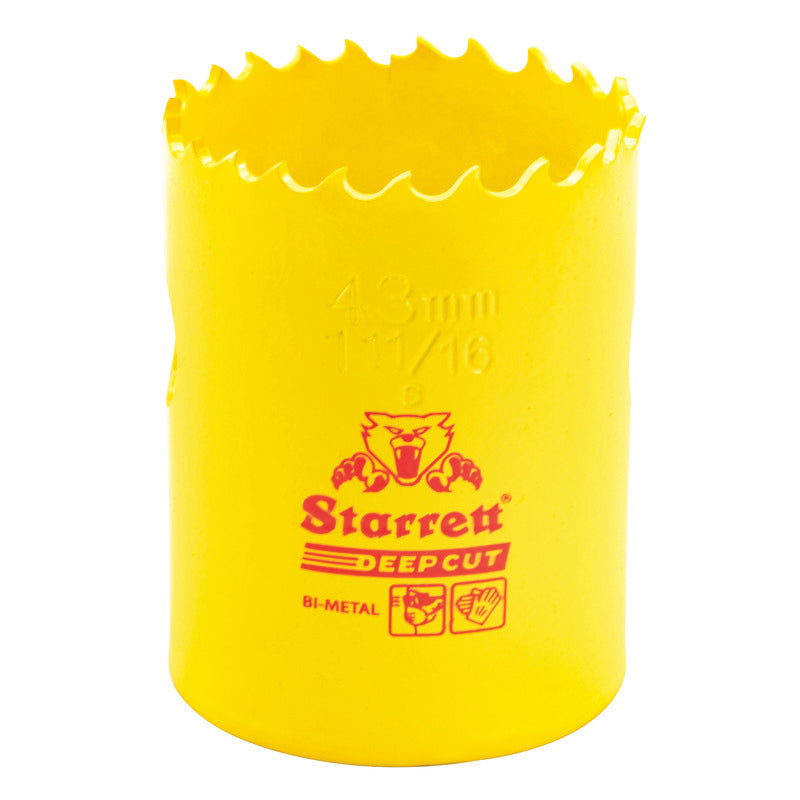 Starrett - DCH Bi-Metal Deep Cut Holesaw 43mm (1.11/16inch) | DCH1116