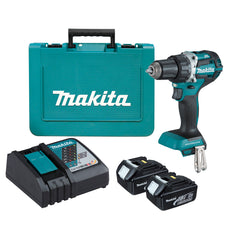 Makita Tools - 18V Compact Brushless Heavy Duty Driver Drill Kit - Includes 2 x 3.0Ah Batteries Rapid Charger & Carry Case | DDF484RFE