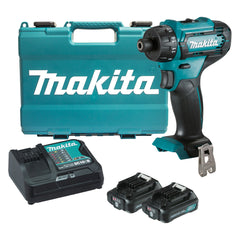 Makita Tools - 12V Max 1/4" Hex Chuck Driver Drill Kit - Includes 2 x 2.0Ah Batteries Rapid Charger & Case | DF033DSAE
