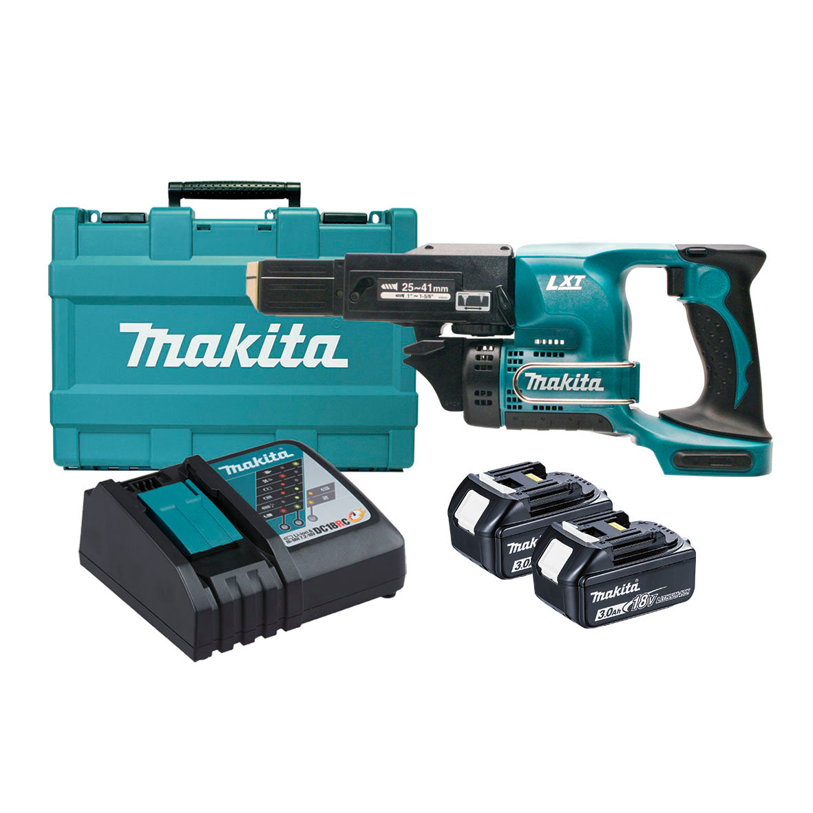 Makita Tools - 18V Autofeed Screwdriver Kit - Includes 2 x 3.0Ah Batteries Rapid Charger & Carry Case | DFR450RFEX