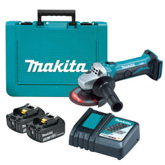 Makita Tools - 18V 115mm Angle Grinder Kit - Includes 2 x 3.0Ah Batteries Rapid Charger & Carry Case | DGA452RFE