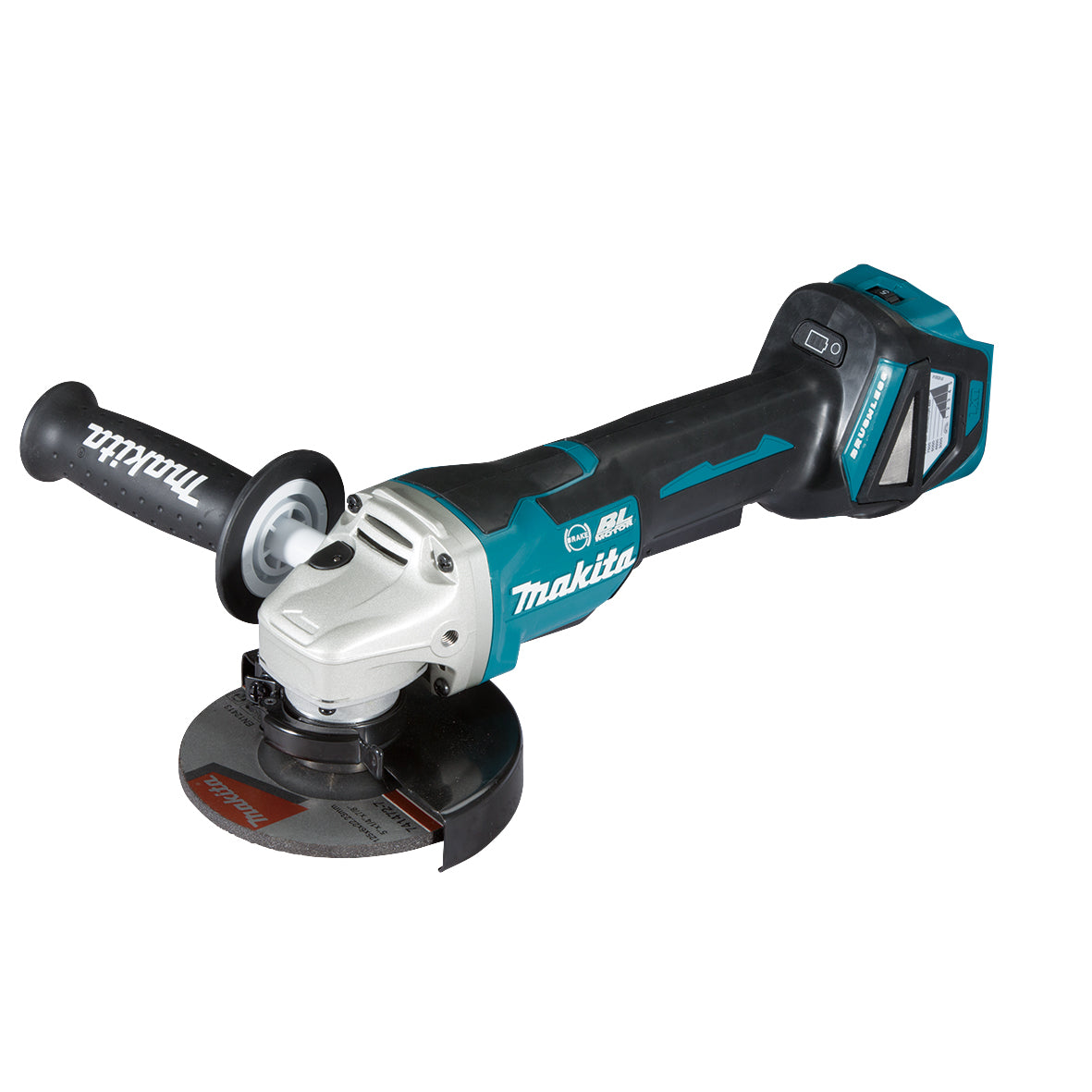 Makita Tools - 18V Brushless 125mm Angle Grinder Paddle Switch Variable Speed Kick Back Detection Electric Brake - Tool Only | DGA517Z