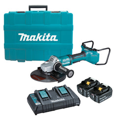 Makita Tools - 18V x 2 Brushless AWS 230mm Paddle Switch Angle Grinder Kit - Includes 2 x 5.0Ah Batteries Dual Port Rapid Charger & Carry Case | DGA901T2U1