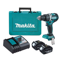Makita Tools - 18V Compact Brushless Heavy Duty Hammer Driver Drill Kit - Includes 2 x 3.0Ah Batteries Rapid Charger & Carry Case | DHP484RFE