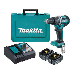 Makita Tools - 18V Compact Brushless Heavy Duty Hammer Driver Drill Kit - Includes 2 x 5.0Ah Batteries Rapid Charger & Carry Case | DHP484RTE