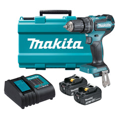 Makita Tools - 18V Brushless Hammer Driver Drill Kit - Includes 2x 3.0Ah Batteries Charger & Carry Case | DHP485SFE