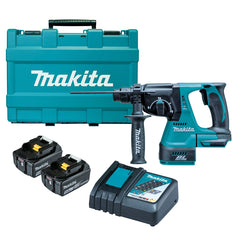Makita Tools - 18V Brushless 24mm Rotary Hammer Kit - Includes 2 x 5.0Ah Batteries Rapid Charger & Carry Case | DHR242RTE