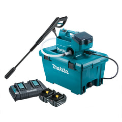 Makita Tools - 18V x 2 Brushless High Pressure Washer Kit - Includes 2 x 5.0Ah Batteries & Dual Port Rapid Charger | DHW080PT2
