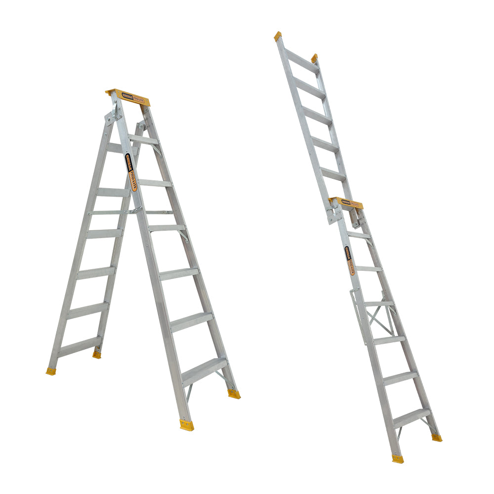 Gorilla - Dual purpose ladder 7 Step (2.05 - 3.74m) Pro-Lite Aluminium 150kg Industrial | DM007-PRO