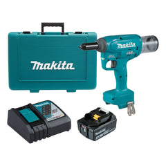 Makita Tools - 18V Brushless 4.8mm Rivet Gun - Includes 1 x 5.0Ah Battery Rapid Charger & Carry Case | DRV150RT