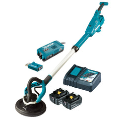 Makita Tools - 18V Brushless AWS 255mm Drywall Sander Kit - Includes: AWS AC Input Adapter 2x 5.0Ah Batteries & Rapid Charger | DSL801TUX2