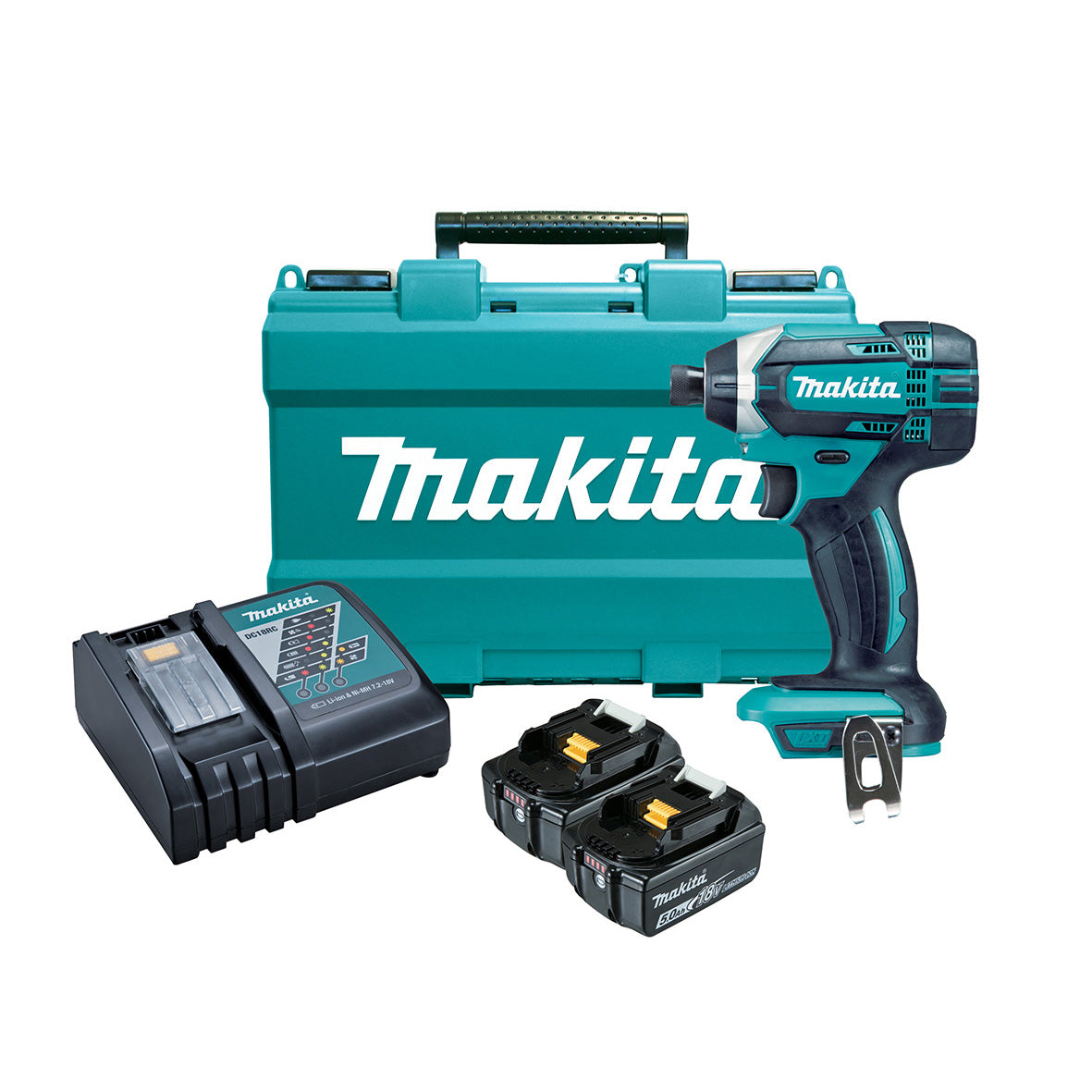Makita Tools - 18V Impact Driver Kit - Includes 2 x 5.0Ah Batteries Rapid Charger & Carry Case | DTD152RTE