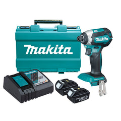 Makita Tools - 18V Compact Brushless Impact Driver Kit - Includes 2 x 3.0Ah Batteries Rapid Charger & Carry Case | DTD153RFE