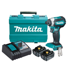 Makita Tools - 18V Compact Brushless Impact Driver Kit - Includes 2 x 5.0Ah Batteries Rapid Charger & Carry Case | DTD153RTE