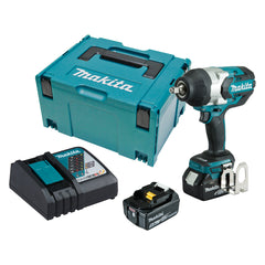 Makita Tools - 18V Brushless 1/2" Impact Wrench Kit - Includes 2 x 5.0Ah Batteries Rapid Charger & Carry Case | DTW1002RTJ
