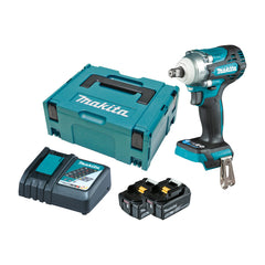 Makita Tools - 18V Brushless 1/2" Impact Wrench Kit - Includes 2 x 5.0Ah Batteries Rapid Charger & Carry Case | DTW300RTJ