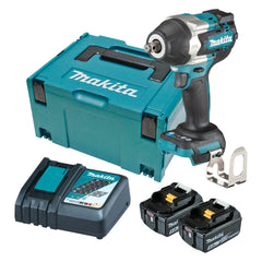 Makita Tools - 18V Brushless 1/2" Impact Wrench 700Nm - Includes 2 x 5.0Ah Batteries Rapid Charger & Makpac Case | DTW700RTJ