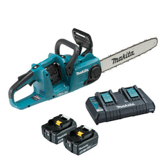 Makita Tools - 18V x 2 400mm Brushless Chainsaw Kit - Includes 2 x 5.0Ah Batteries & Dual Port Rapid Charger | DUC400PT2