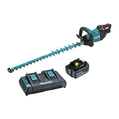 Makita Tools - 18V Brushless 750mm Hedge Trimmer Kit - Includes 5.0Ah Battery & Dual Port Rapid Charger | DUH752PT