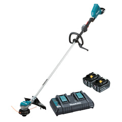 Makita Tools - 18V x 2 Brushless Loop Handle Line Trimmer Kit - Includes 2 x 5.0Ah Batteries & Dual Port Rapid Charger | DUR368LPT2