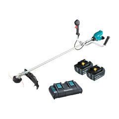 Makita Tools - 18V x 2 Brushless U-Handle Line Trimmer Kit - Includes 2 x 6.0Ah Batteries & Dual Port Rapid Charger | DUR369APG2