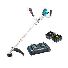 Makita Tools - 18V x 2 Brushless U-Handle Line Trimmer Kit - Includes 2 x 5.0Ah Batteries & Dual Port Rapid Charger | DUR369APT2