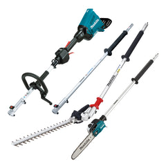 Makita Tools - 18V x 2 Brushless Multi-Function Powerhead - Tool Only (LE400MP) Extension Pole (EY403MP) Pole Saw Attachment & (EN401MP) Hedge Trimmer Attachment | DUX60ZPSH