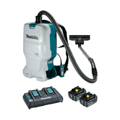 Makita Tools - 18V x 2 Brushless Backpack Vacuum Kit 6L Tank Capacity - Includes 2 x 6.0Ah Batteries Dual Port Rapid Charger | DVC660G2X1
