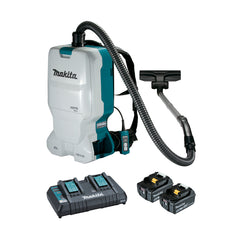 Makita Tools - 18V x 2 Brushless Backpack Vacuum Kit 6L Tank Capacity - Includes 2 x 5.0Ah Batteries Dual Port Rapid Charger | DVC660T2X1