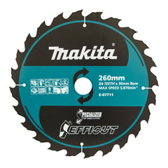 Makita Accessories - Efficut Wood TCT Saw Blade 260mm x 30/25.4 x 24T | E-07711