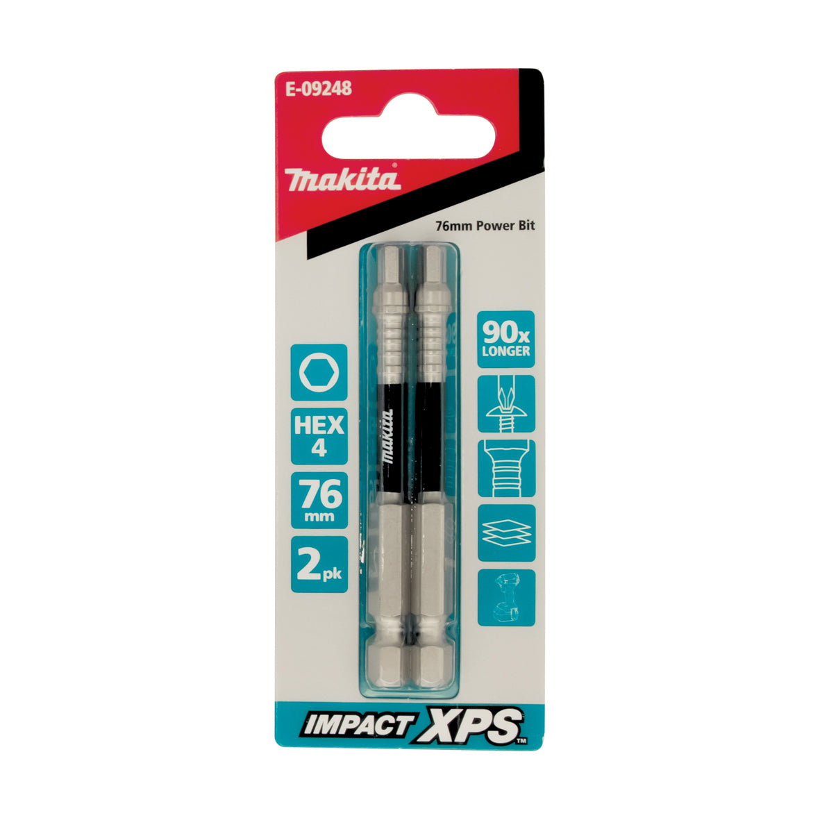 Makita - Driving Impact XPS HEX 4 X 75mm Power Bit - 2Pk E-09248