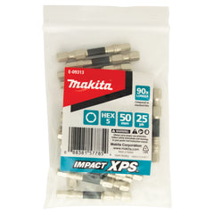 Makita - Driving Impact XPS HEX 5 X 50mm Power Bit - 25Pk Bulk E-09313