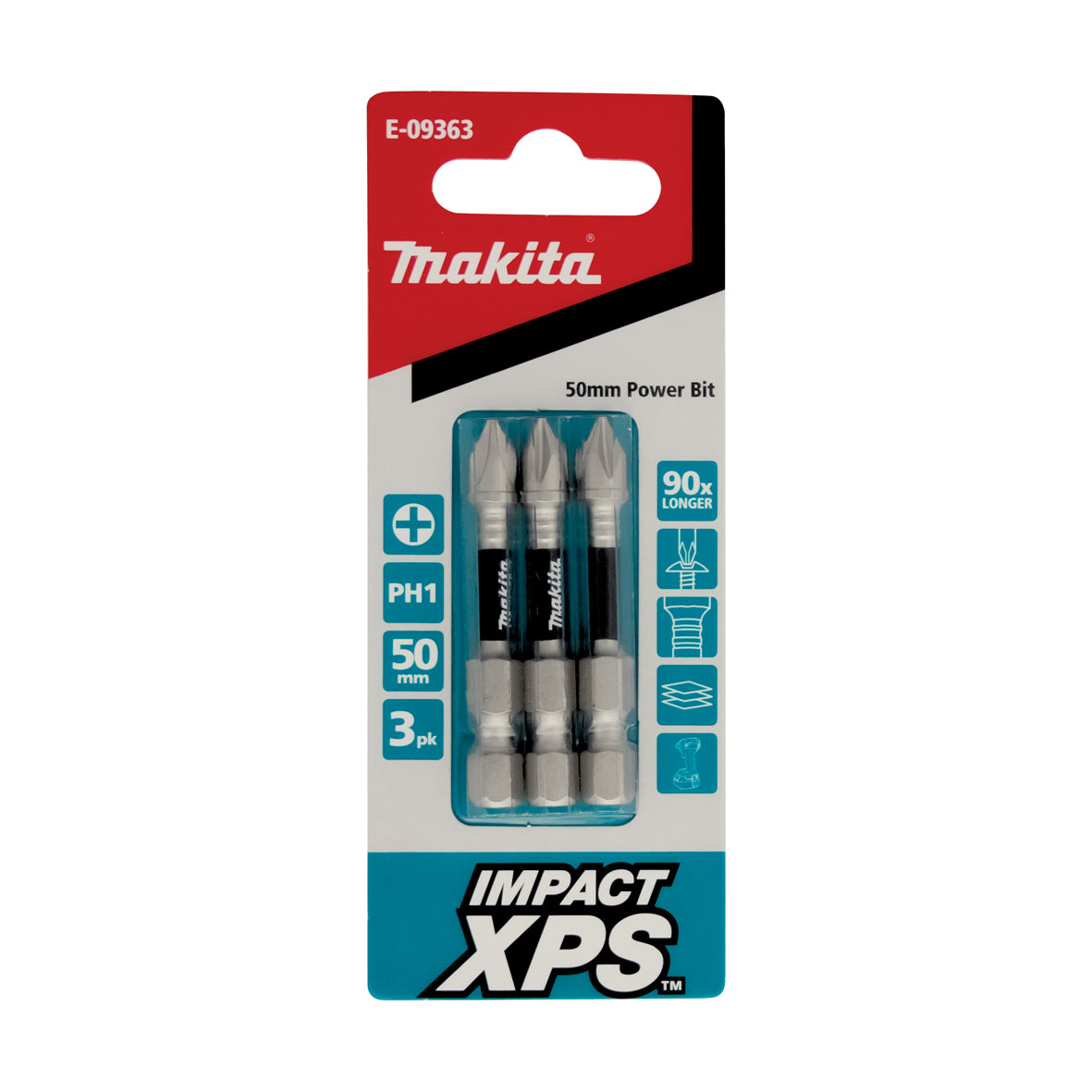Makita - Driving Impact XPS Ph1 X 50mm Power Bit - 3Pk E-09363