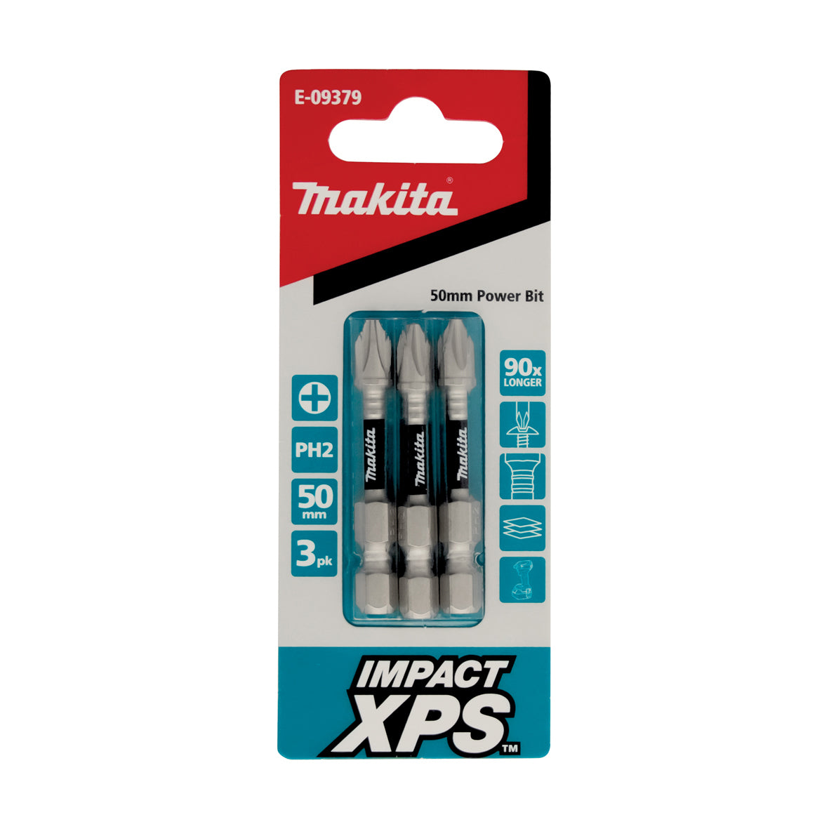 Makita - Driving Impact XPS Ph2 X 50mm Power Bit - 3Pk E-09379