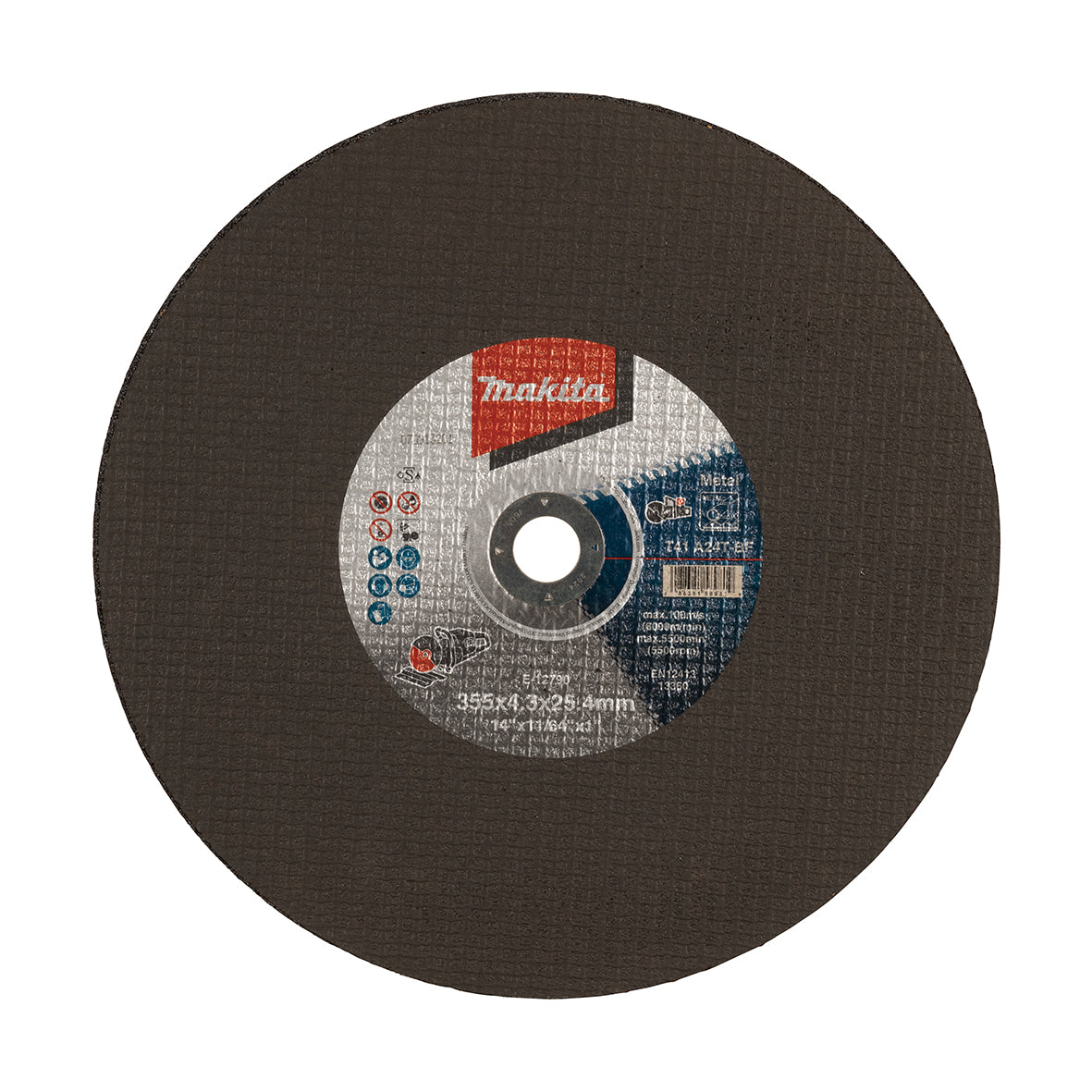 Makita OPE - Powercut Acc 355mm x 4.3mm x 25.4mm Metal Abrasive Cutting Disc - 5Pk | E-12790-5