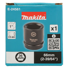 Makita - Accessories - 36mm x 66mm Impact Socket 1” Square Drive | E-24561