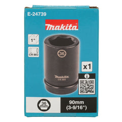 Makita - Accessories - 36mm x 90mm Deep Impact Socket 1” Square Drive | E-24739