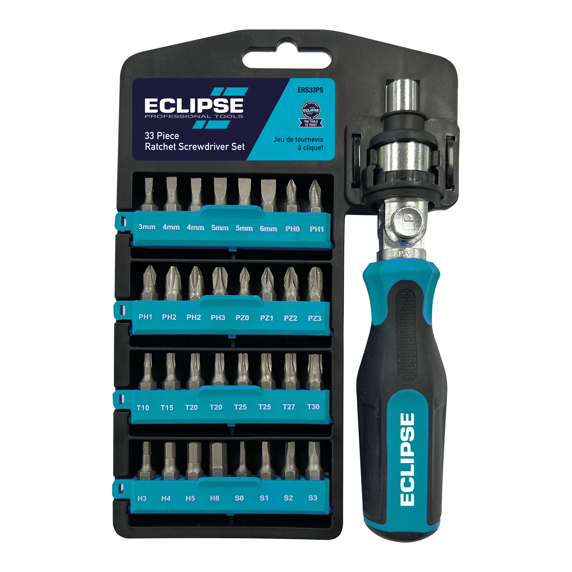 Spear & Jackson - Ratchet Screw Driver & Driver Bit Set 33Pce & Storage Case | EC-ERS33PS