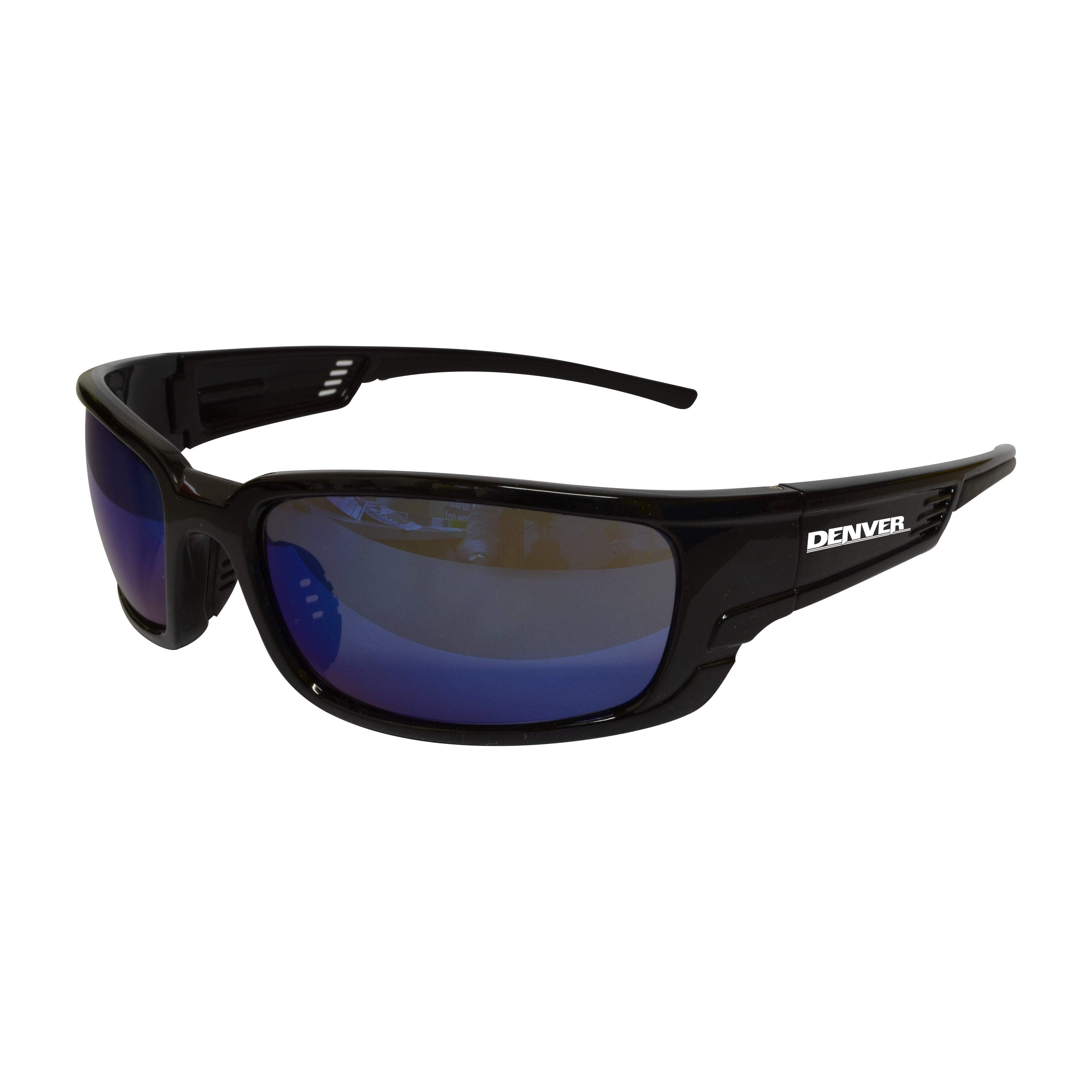 Maxisafe - Denver Premium Safety Glasses, Black Frame - Blue Mirror Lens - Black Frame