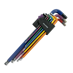 Spear & Jackson - Hex Key Set 9Pc Met 1.5-10mm Colour Coded Extra Long Folding | EC-EHK9PS-L