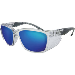 Maxisafe - Rayzr Safety Glasses With Microfibre Bag - Clear Frame With Blue Mirror Lens Uv400 - Polarized - Pack Of 12 | ERZ360-12
