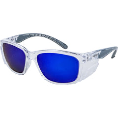 Maxisafe - Rayzr Safety Glasses With Microfibre Bag - Clear Frame With Blue Mirror Lens Uv400 - Polarized | ERZ360